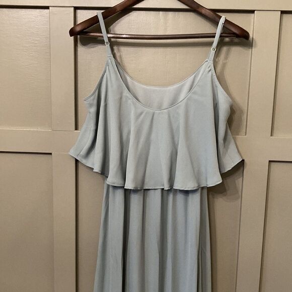 𝅺SHOW Me Your Mumu Caitlin Ruffle Maxi Dress in Silver Sage Crisp Size Small - Picture 10 of 12